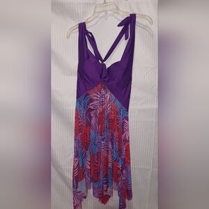 3/$5 Purple and Multicolor 2XL Swim Top